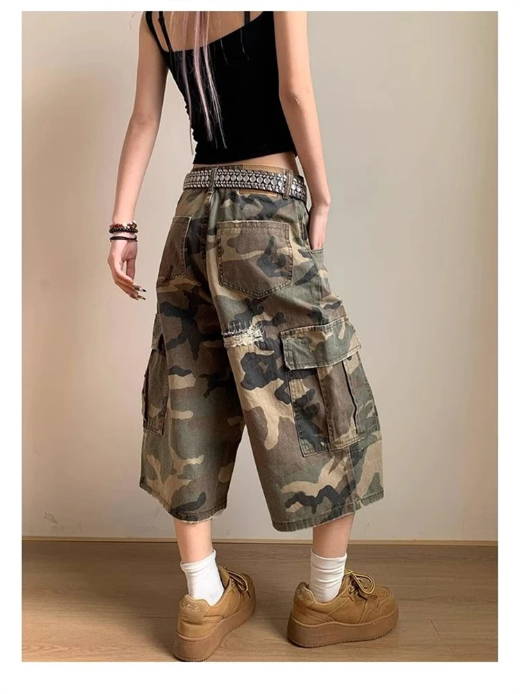 Women's Calf-length Jeans Summer Young Girl Distressed Patch