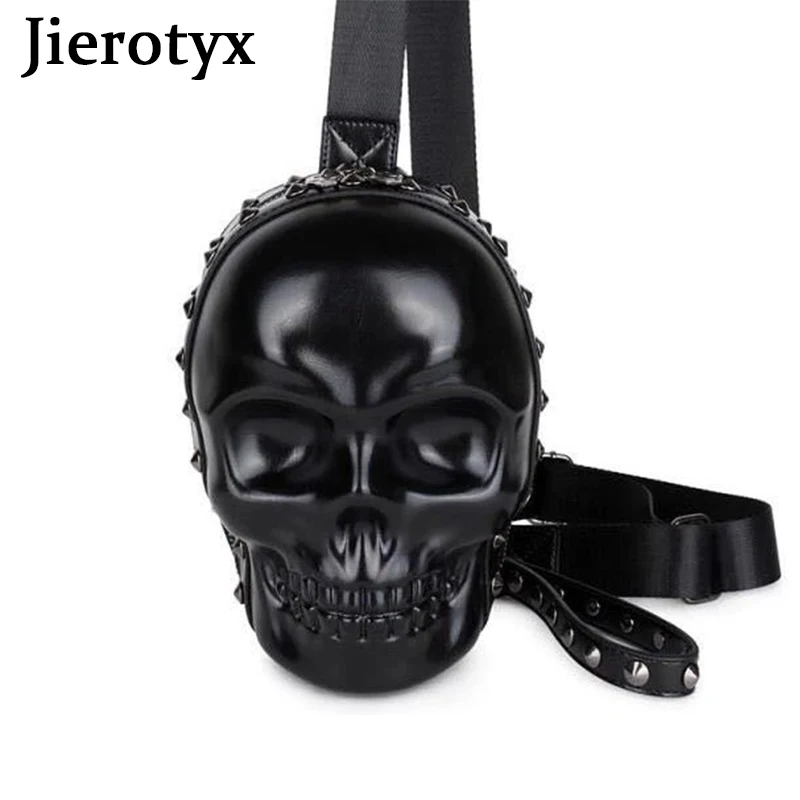 JIEROTYX Готическая нагрудная сумка с черепом сумки через плечо женские оригинальные забавные скелеты для дам в одной упаковке винтажные серебристые с заклепками