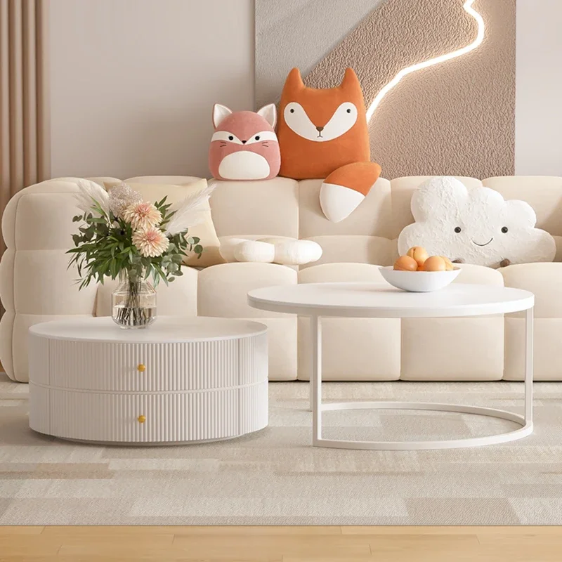 

White Coffee Table Modern Round Console Minimalist Metal Neat Design Frames Coffee Table Center Meuble De Salon Nordic Furniture