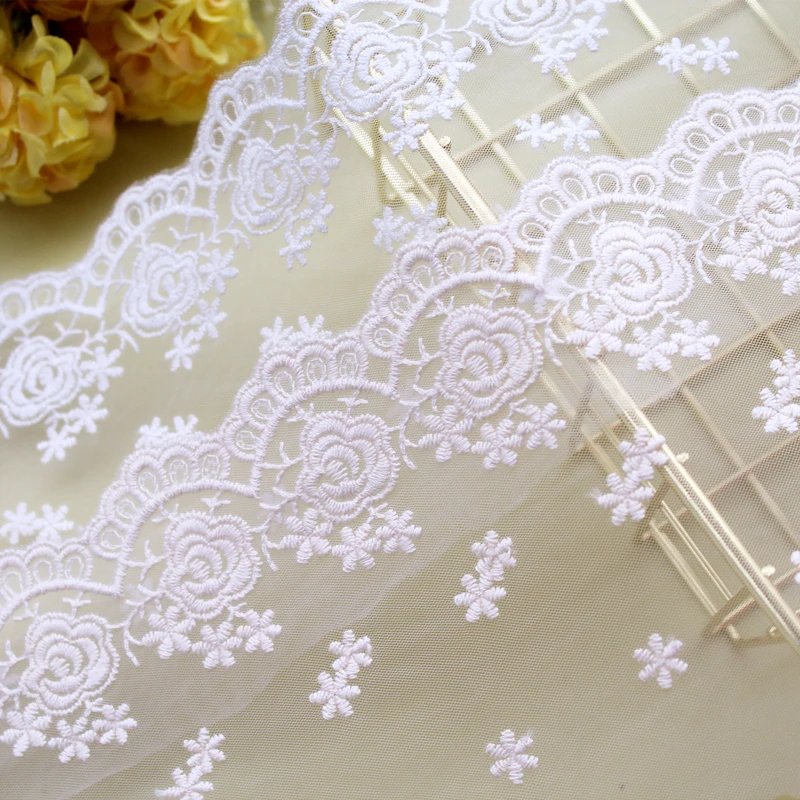 

19Yards 12CM Flower Mesh Cotton Lace Ribbon Dress Decoration Garment Material Needlework Sewing Accessories 542