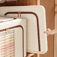 Visible Window Clothes Storage Bins Clothes Organizer with Durable Handle Wardrobe Sorting Storage Bucket Foldable 2