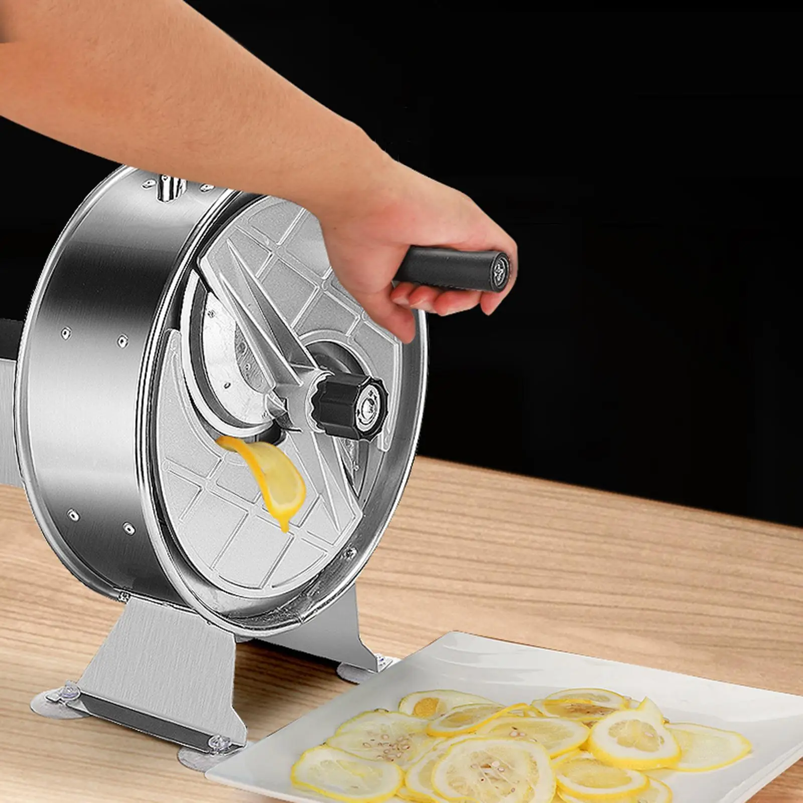 

Lemon Slicer Potato Onion Slicer Manual Fruit Cutter Non Slip Easy to Use Hand Crank Vegetable Slicer Salad Slicing Machine