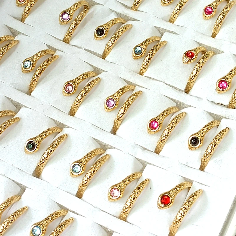 20pcs  Open Stainless steel Zircon Punk Snake Rings Women's    Jewerly  Ring 2