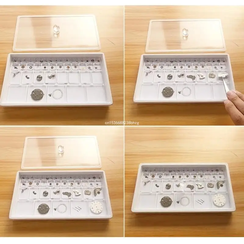 Прозрачный органайзер для хранения деталей часов, пылезащитный лоток ...
