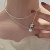 Collier rond à trois couches en argent Sterling 925, chaîne serpent Simple, breloque boule, cadeau de fête de mariage, bijoux exquis pour femmes