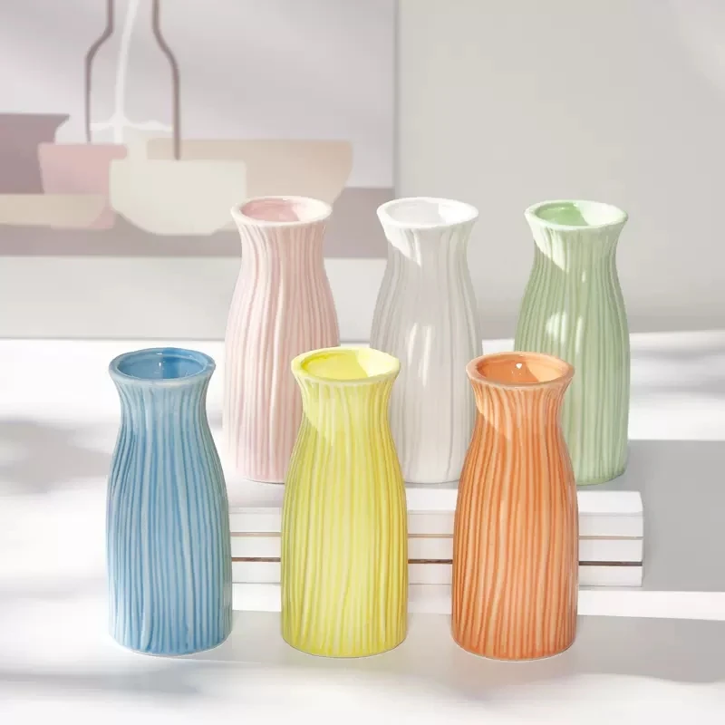 Modern Candy Color Ceramic Bud Vase for Pampas Grass and Flowers - Home Decor Accent