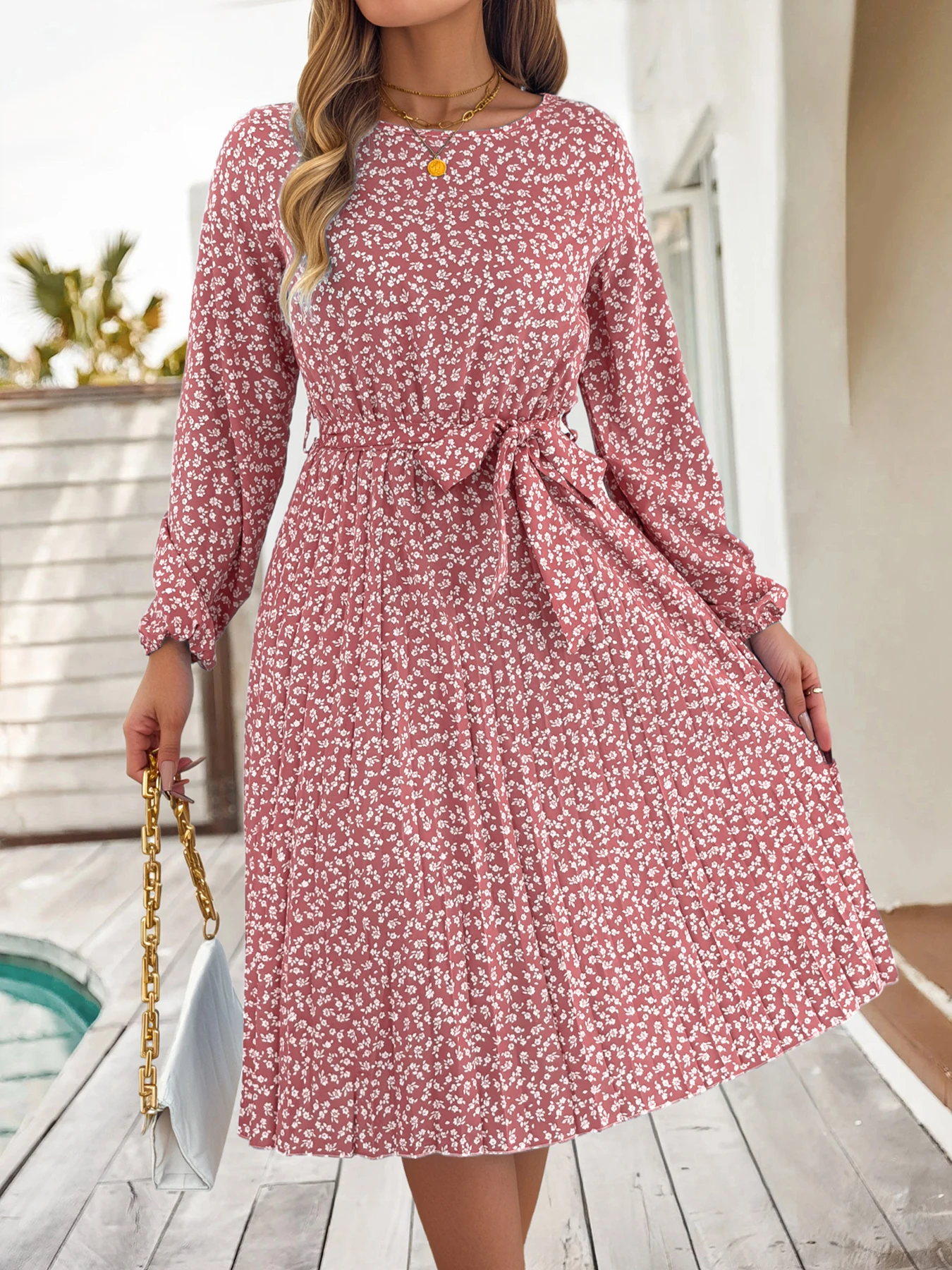 Floral Print Long Sleeve Dress for Women