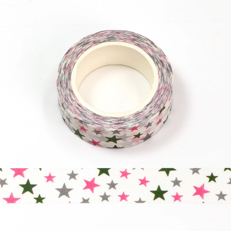 1X 10M Deco Cute Red and Pink Shining Stars Washi Tape for Planner Scrapbooking Masking Tape  Stationery Journal Suppliers