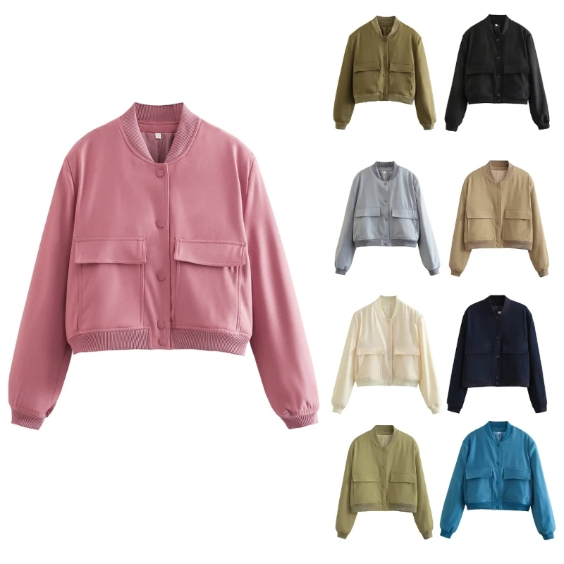 

Шикарная женская куртка с воротником-стойкой, удобные топы для свиданий, офисные и повседневные, Прямая поставка