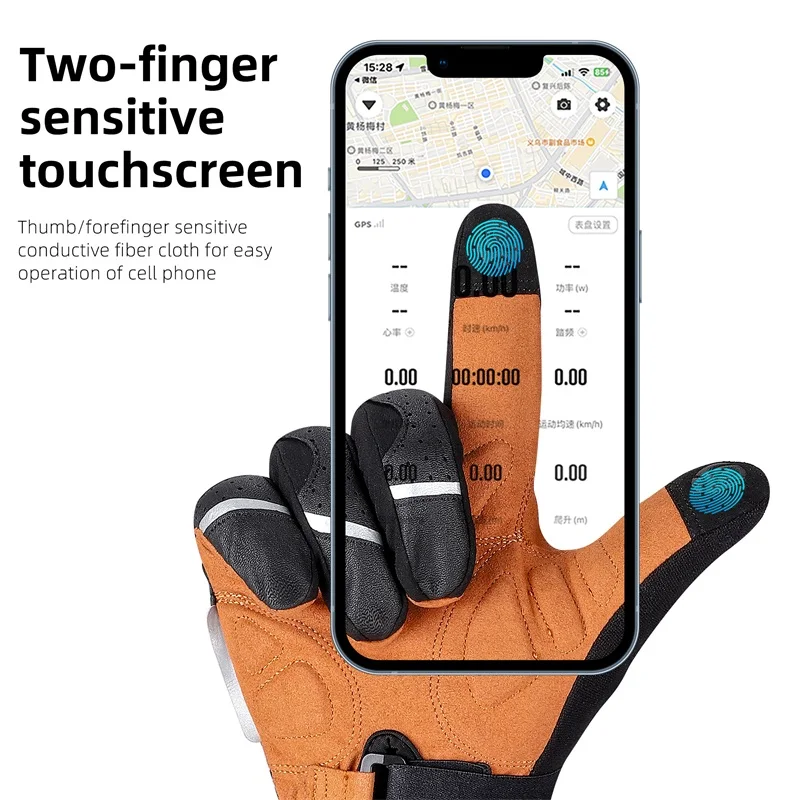 WEST BIKING Full Finger Protective Gloves Touch Screen Shockproof PU Leather Bike Gloves Thick Non-Slip Sports Safe Motor Gloves