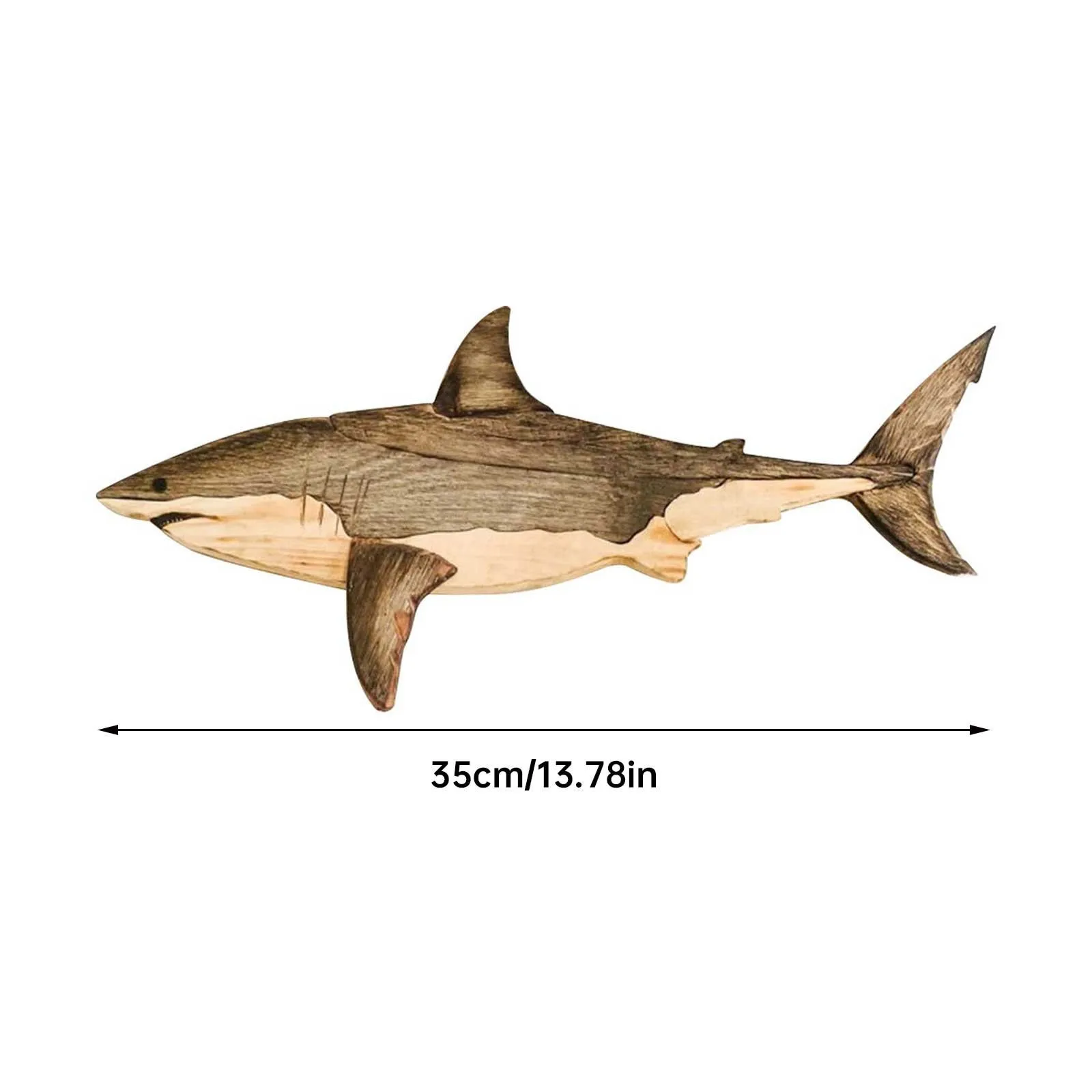 Wooden Sea Fish Decor Statues Whale Figurine Ornament Rustic Decoration Wall Hanging Decorations For Living Room Bedroom 6