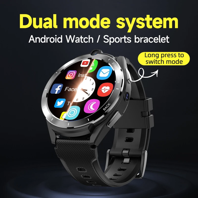 4G Smart Watch Men Android 11.0 Smartwatch Wifi Dual Camera Video Call  6GB+128GB