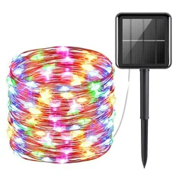 Waterproof Outdoor Solar LED Fairy String Lights - Twinkling Copper Wire for Parties & Garden Decor (Multicolor)