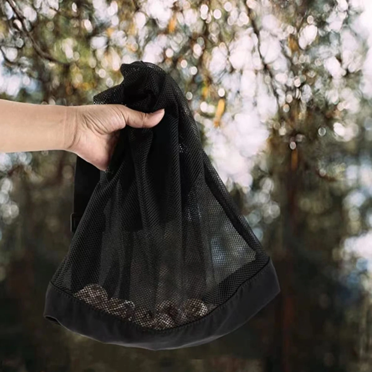 1 PC outdoor fruit picking bag, mushroom picking and storage bag, foldable large-capacity mesh bag, outdoor crossbody bag 6
