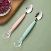 Stainless Steel Baby Cutlery Silicone Double Head Scraping Fruit Puree Spoon Complementary Food Spoon 2