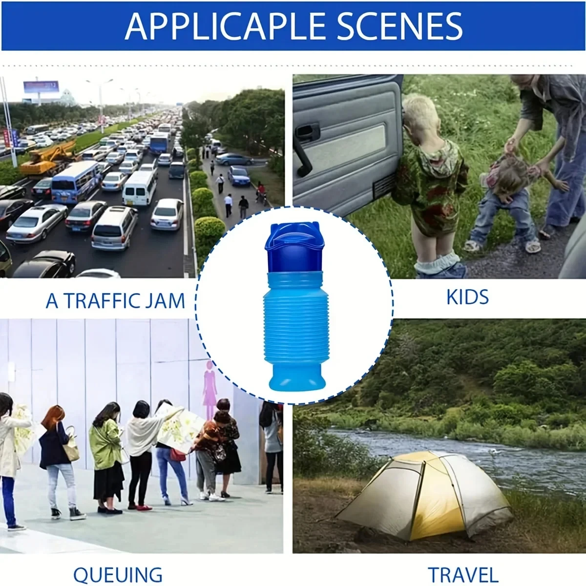 750ML Outdoor Portable Urine Bag Women Men Children Mini Toilet for Travel Camp Hiking Potty Children Training Foldable Ansblue urine bag