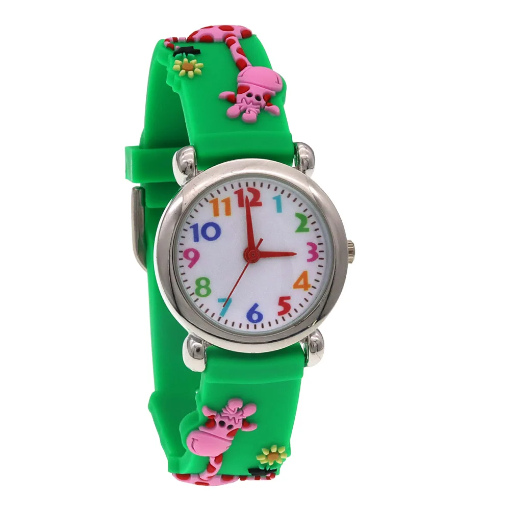 

Детские часы с мультипликационным жирафом, Простые Спортивные Студенческие Кварцевые часы, силиконовый ремешок, модные повседневные часы для детей, мальчиков и девочек