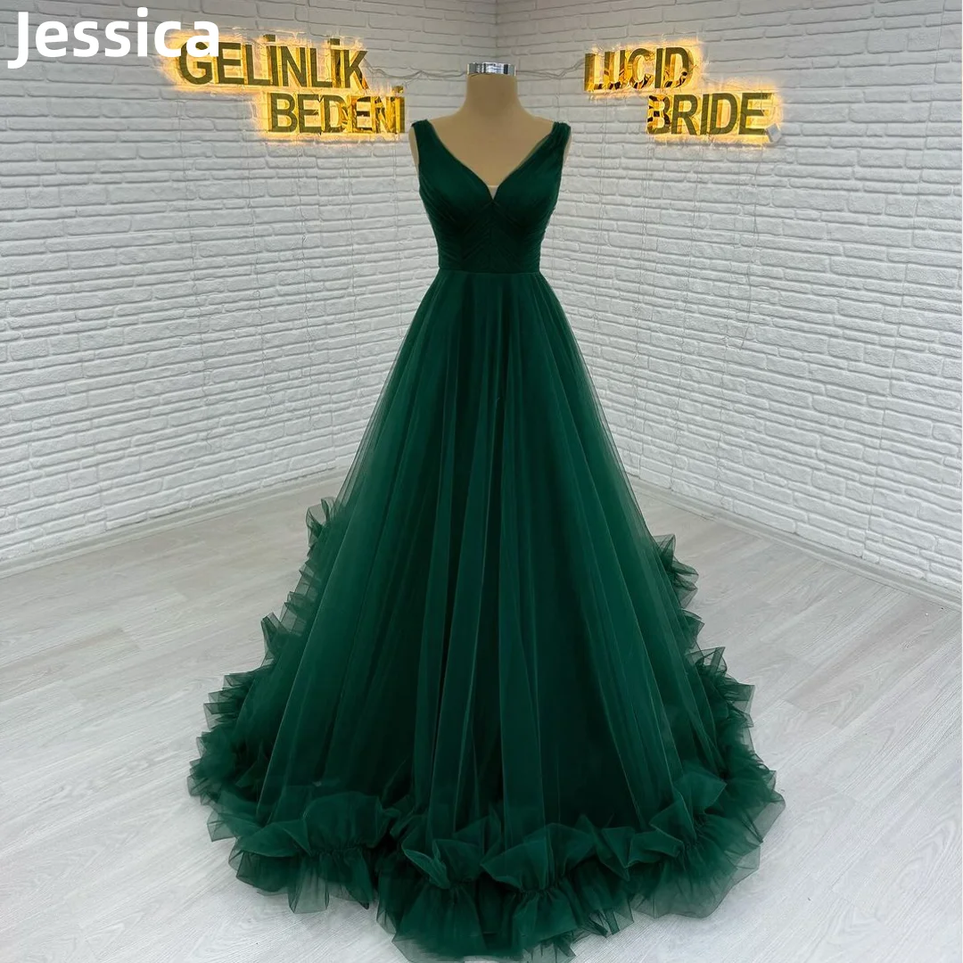 

Jessica Sweetheart Wedding Dresses Green Tulle Curled Edge Prom Dresses 2024 Vestidos De Noche Women's Dresses Party Dressese