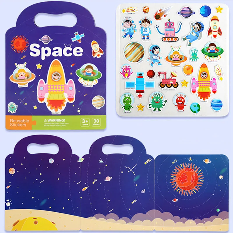Portable Handheld Scene Sticker Books Cognitive Game Toys Animal Dinosaur Quiet Book Children Montessori Early Education Gifts sticker book animal stickers cartoon animal stickers scenery stickers