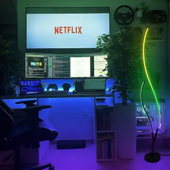 RGB Spiral Floor Lamp, Dimmable LED Floor Lamp with RGBW, Ultra Bright with Remote Reading Lamp for Living Room Bedroom Office 5