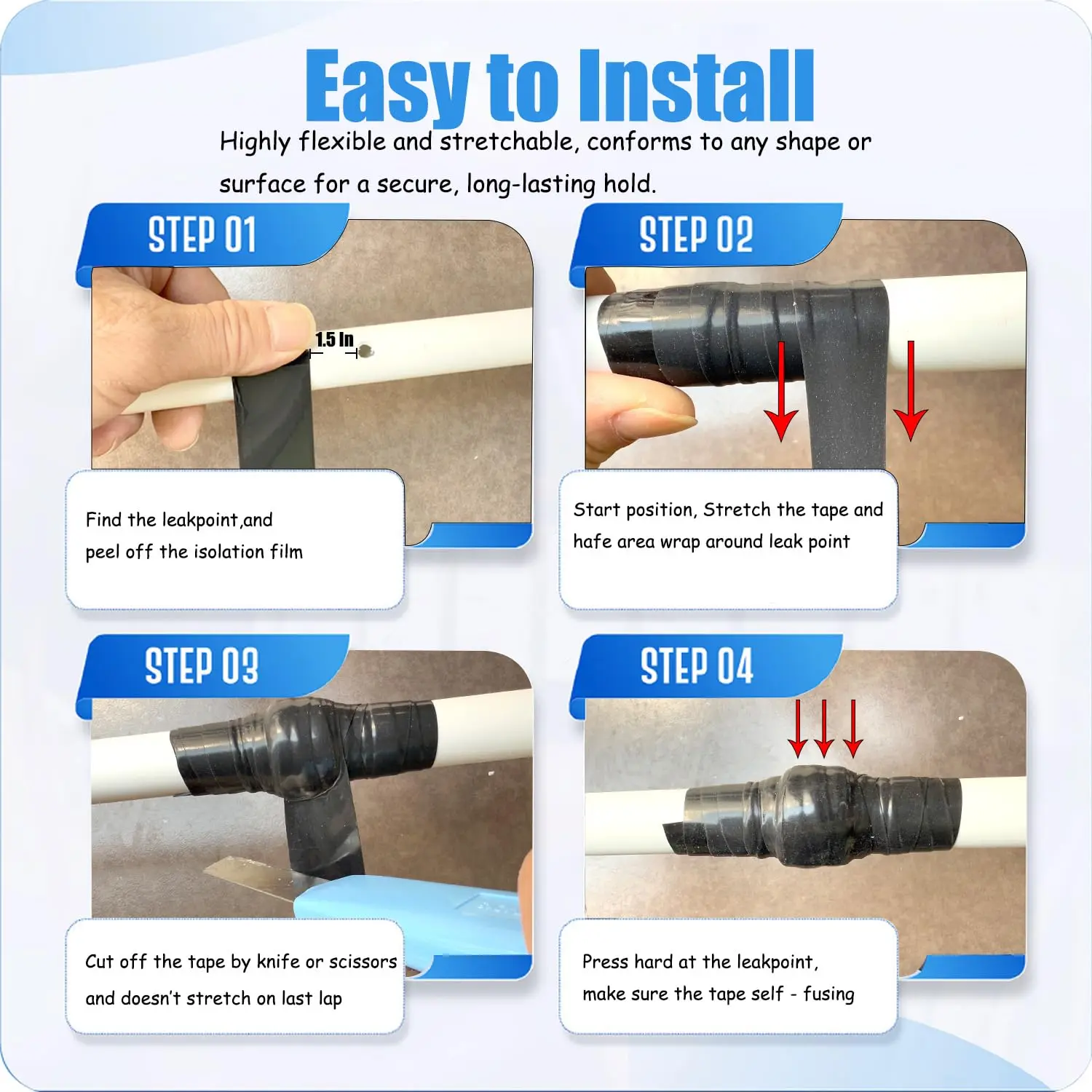 Waterproof Insulating Pipe Tape for Superior Leak-Stopping and Sealing