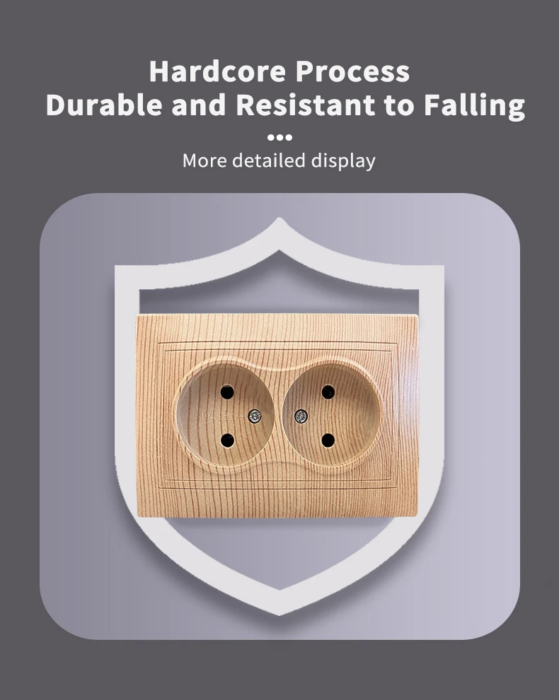 Description Picture 5 of itemWESA Wood Power Socket European Standard Wall Socket Electrical Outlett Not Ground Embedded Plug Flame Retardant Plastic Panel