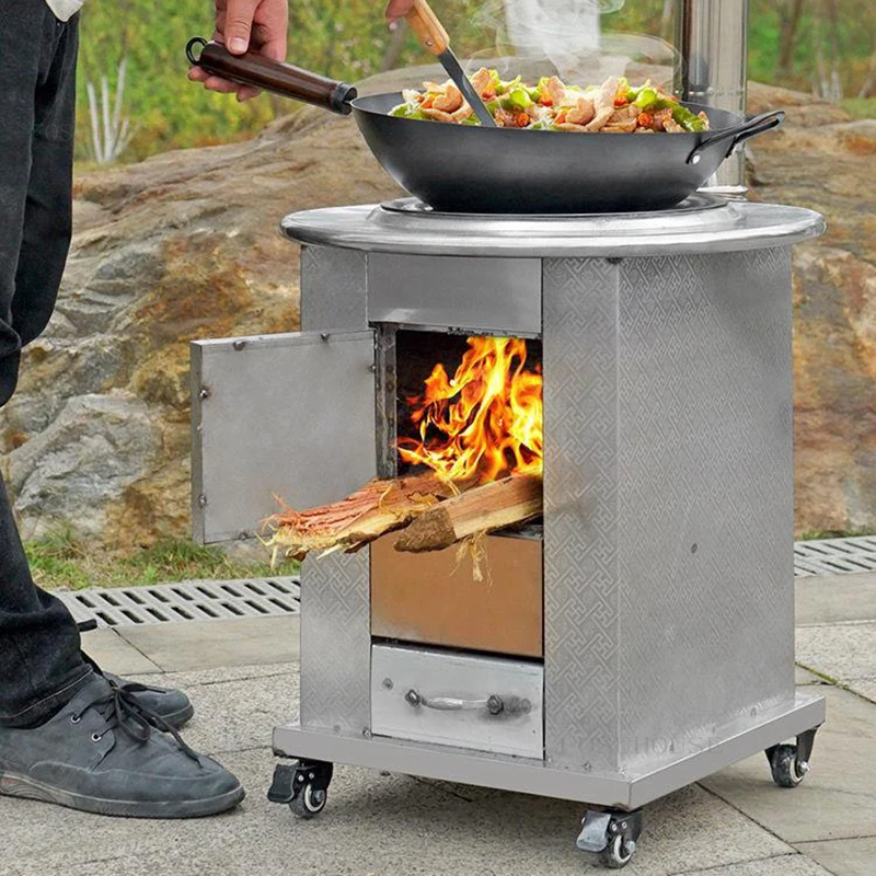 Portable Fire Pits Mobile Small Outdoor Firewood Stove Household Rural Energy-saving Stove Stainless Steel Fire Wood Heater