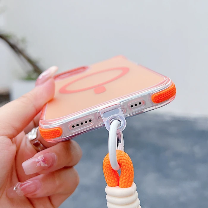 Laser Gradient Magnetic Shockproof Case with Fashion Wristband Lanyard