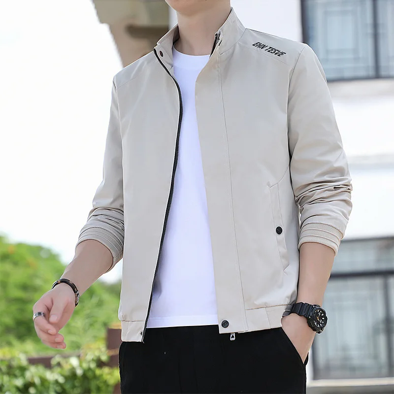 Jacket Men Fashion Casual Windbreaker Jacket Coat Men Spring and Autumn New Hot Outwear Stand Slim Military Embroidery