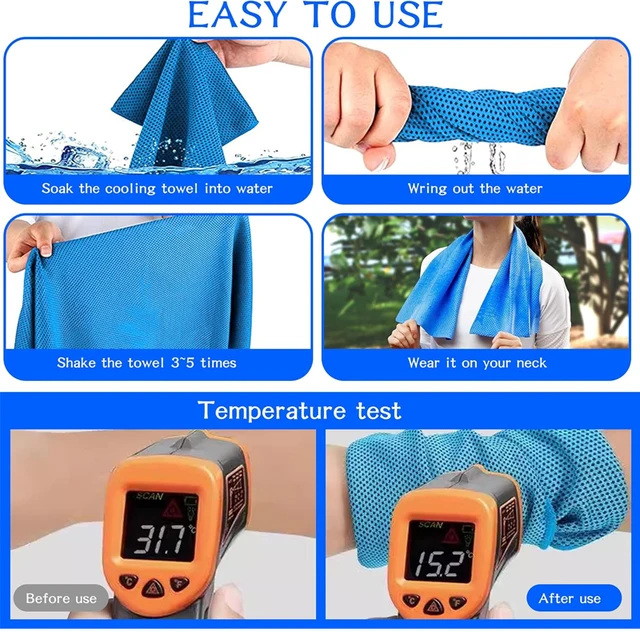 Cooling Towel Instant Relief Microfiber Cool Towels Chilling Neck Wrap Ice Cold Rags for Sports Fitness Camping Cycling Hiking 3