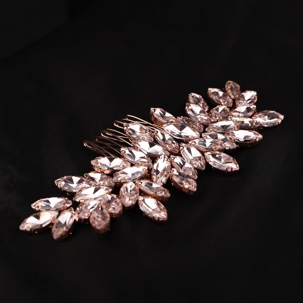 S6807aea62bdc4665bfdfb358ec2c84935 Fashion Rhinestone Hair Comb for Bridal Headpiece 9 Color Wedding Hair Accessories Women Handmade Tiara Headdress Party Headwear Mallzona
