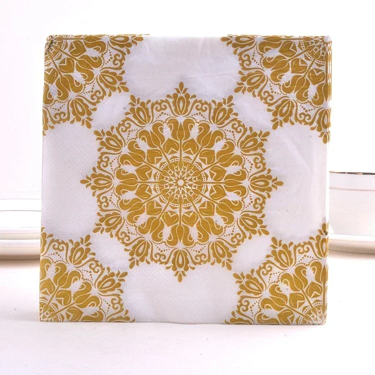 Gold Series Napkin Printed Placemat Paper Wine Glass Flower Arrangement 20 Pcs/pac paper napkins disposable paper placemats