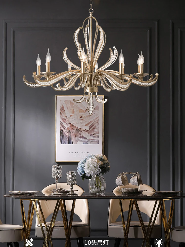

American Country Style Chandelier For Living Room Creative French Personality Retro Silver Lighting Bedroom Study Crystal Lamps