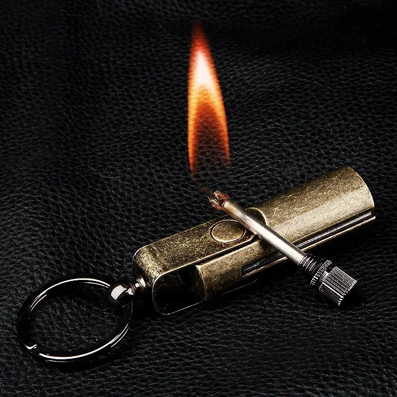 Match Kerosene Lighter Keychain Cigarette Lighters Metal Matches Torch Lighter Portable Men's Gift Windproof Smoking Accessories
