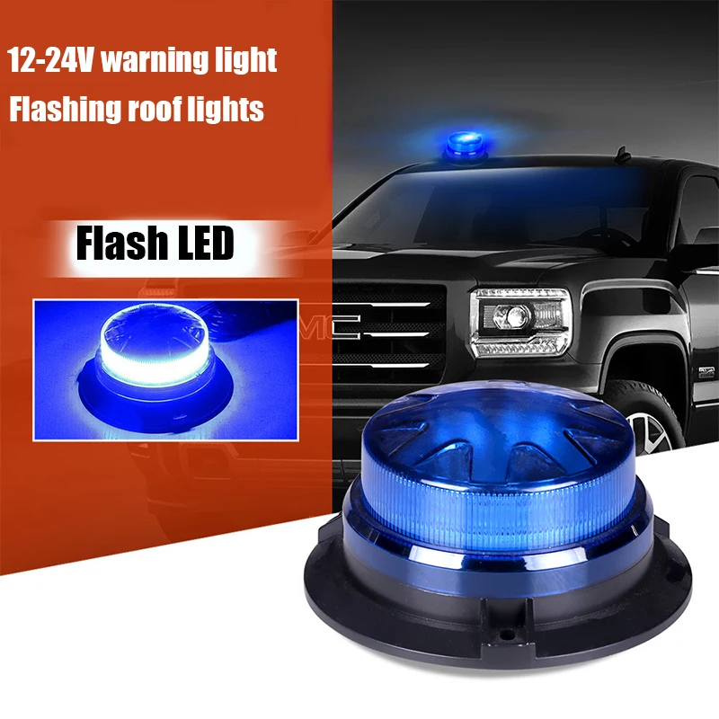 Lampada Stroboscopica LED 24 LED Per Auto 72W – 8 Modalità, Colore Ambra, 12V - 5