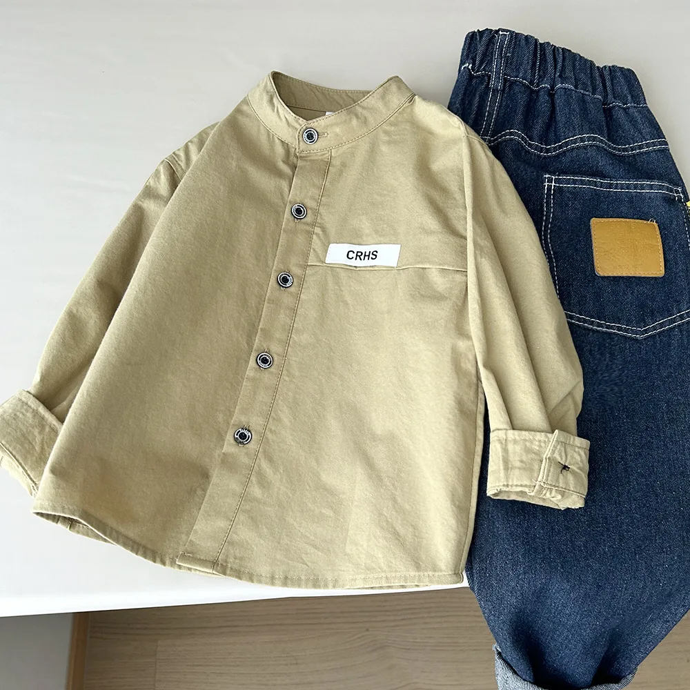 Autumn 3-10 Years Boys Casual Long Sleeve Blouse Three Colors Cotton Shirt