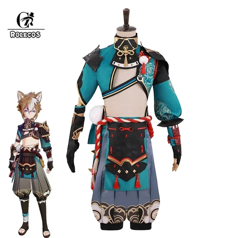 

ROLECOS Game Genshin Impact Gorou Cosplay Costume Men Combat Uniform Fox Boy Costume Halloween Women Cosplay Costume Full Set