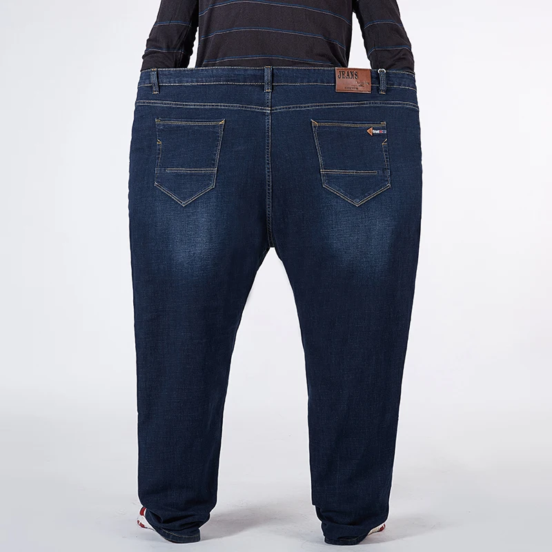 Plus Size 42 44 46 48 50 52 Autumn Winter New Men's Classic Jeans Loose Straight Denim Trousers Stretch Brand Pants Black Blue 3