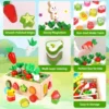 6-In-1 Kids Wooden Shape Assortment Matching Toys Carrot Fruit Game Cart Montessori Toys Puzzle Educational Baby Building Blocks 4