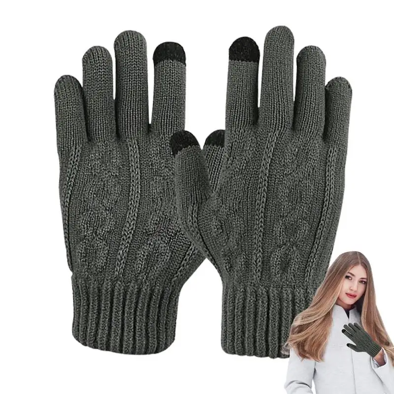 

Knitted Gloves For Women Windproof Winter Thermal Gloves Anti Slip Heated Hands Warm Thermal Gloves For Cold Weather