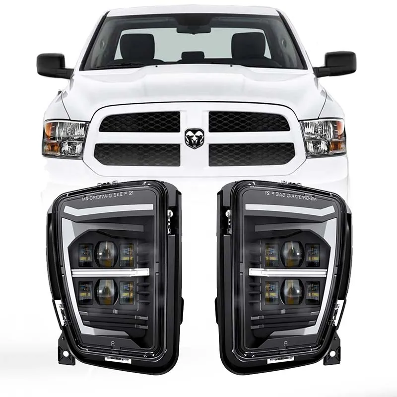 

LED fog lights white DRL compatible for Dodge Ram 1500 2013-2018 bumper driving fog lamps replacement assembly kit