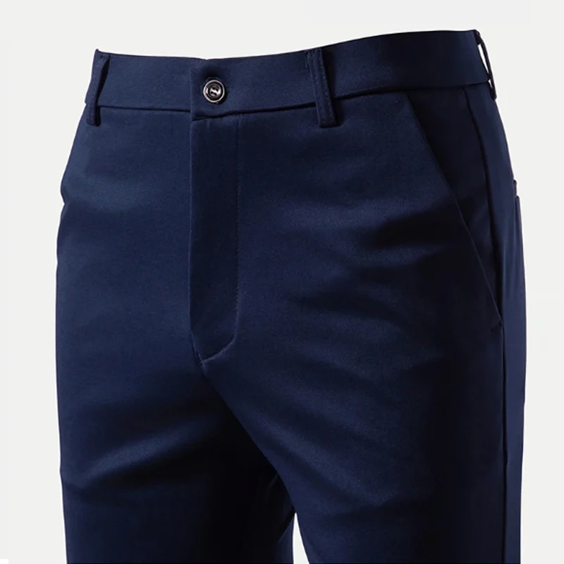 thumbnail image 1 of 29-42 pantalones de traje informales de negocios a la moda finos de verano para hombre, pantalones largos, pantalones formales de manga recta elástica para hombre de talla grande 28-40, 1 of 4
