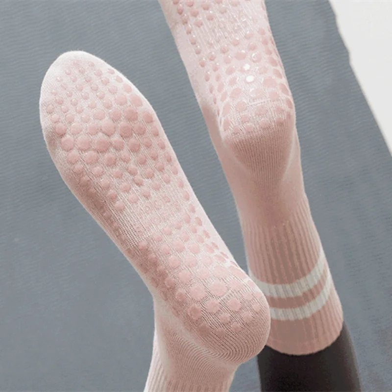 Cotton breathable Mid-tube Yoga Socks Bottom Professional Non-slip Silicone Floor Socks Fitness Dance Pilates Sports