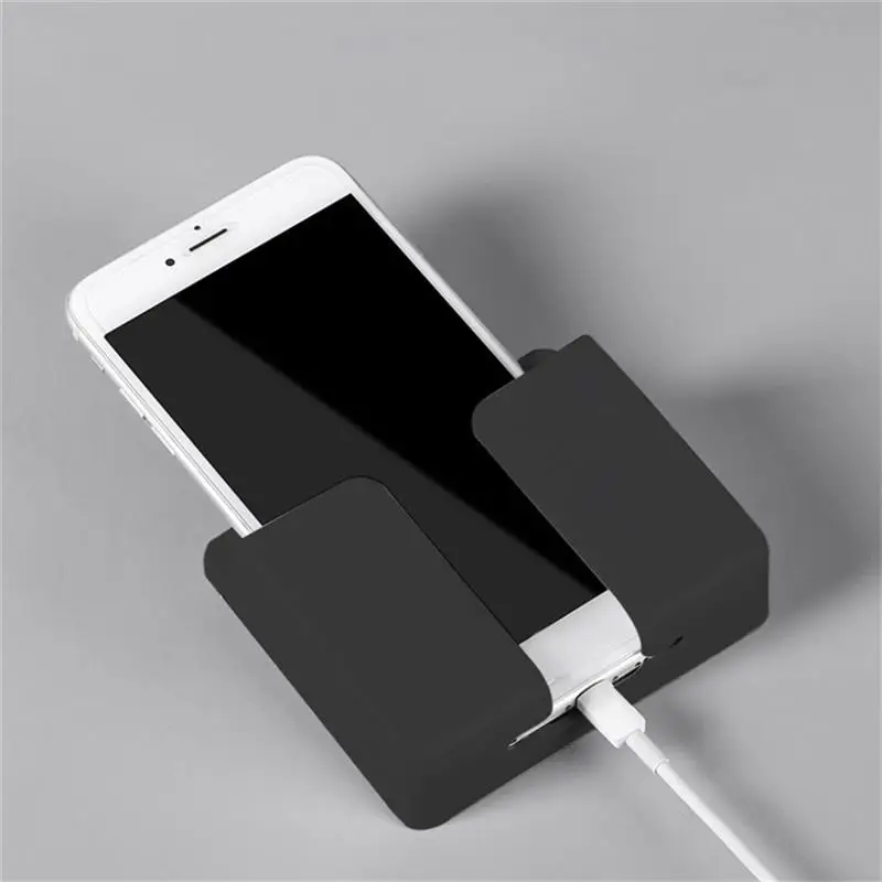 4 Supporti Da Parete Autoadesivi Per Telefono - Per Letto, Doccia, Comodino, Nero