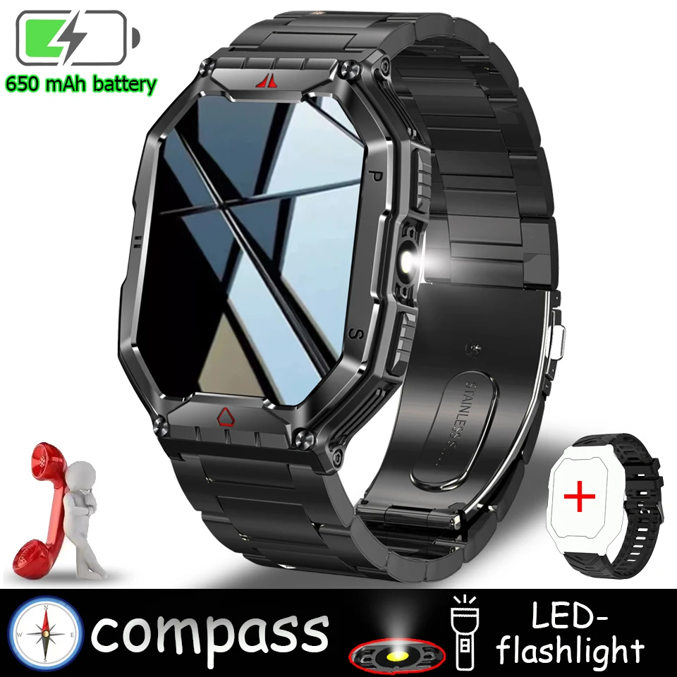 2024 NEW Flashlight Outdoor Sports Smart Watch Men 2.1 9