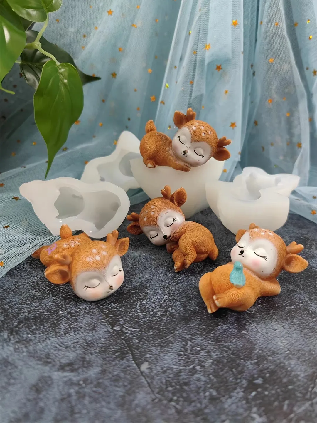 3D Nette Deer Silikon Kerze Form DIY Dekorieren Werkzeuge Sika Deer Aromatherapie Gips Handwerk Form Haushalts Artikel Ornament – Detail 1