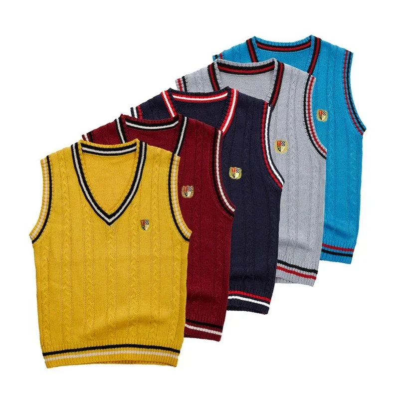 Autumn Boys Sweater Vest Clothes Baby Child Candy Color Knit Waistcoats Cartoon Letter Casual Sweatshirts For Kids Pullovers