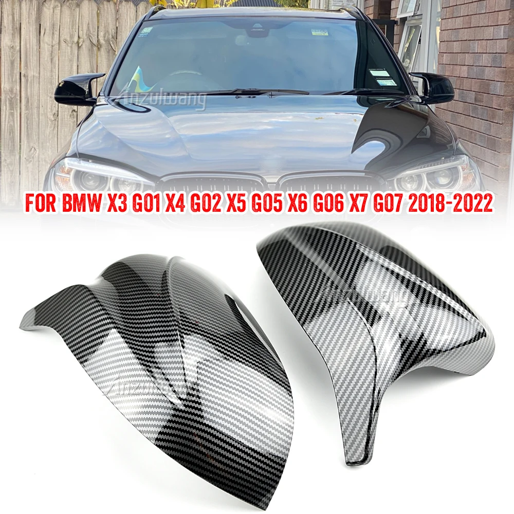 

High Quality Carbon Fiber Look Black Side Mirror Covers M Style Replacement for BMW X3 G01 X4 G02 X5 G05 X6 G06 X7 G07