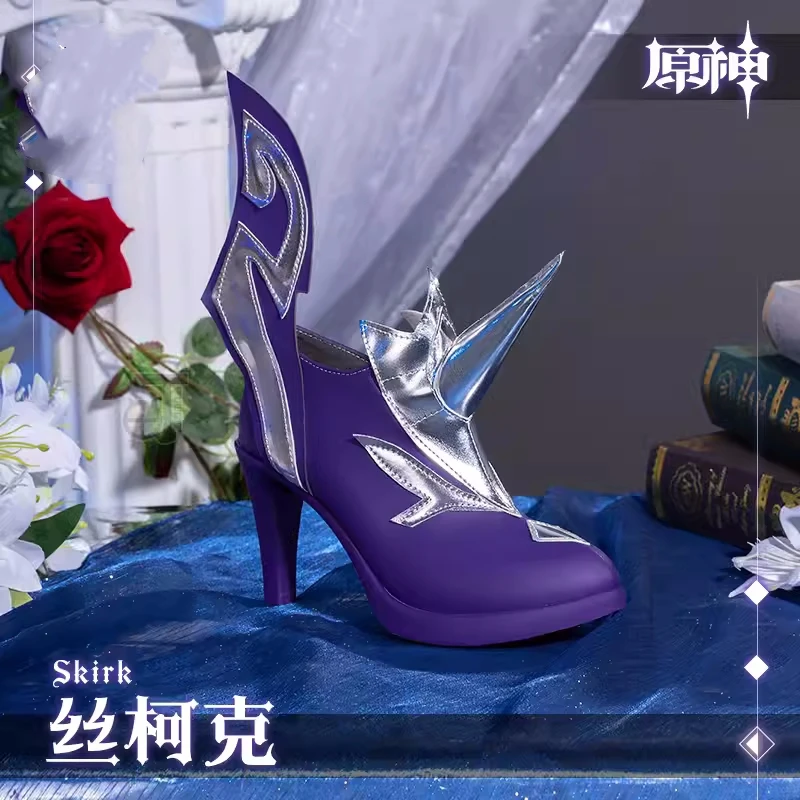 

Amine Game Genshin Impact Skirk Cosplay Shoes Role Play Carnival Comic-con Party Cos Accessories Women Girls High Heel Shoes