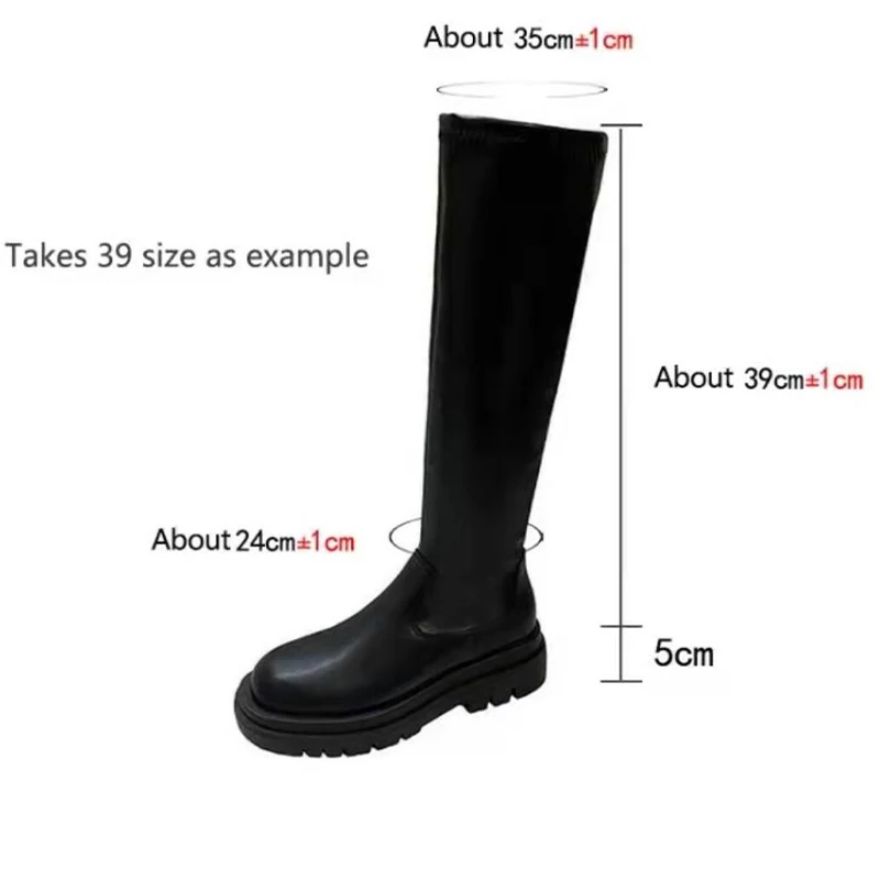 Women Over The Knee High Boots Motorcycle Chelsea Platform Boots Winter Fashion PU Leather Sexy Long Ladies Shoes Big Size women high heel boots